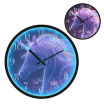 Voice Activated Clock with Glow Light 12 Inch Large Silent Wall Clock Battery Operated for Home Decor Unicorn with Rainbow Mane