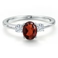 thumbnail image 3 of Gem Stone King 14K White Gold Red Garnet and White Moissanite Engagement Ring for Women | 1.07 Cttw | Oval 7X5MM | Gemstone January Birthstone | Size 9, 3 of 6