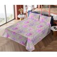 thumbnail image 4 of Ambesonne Floral Fitted & Flat Sheet with Shams 4 Pcs Set, Repeating Art Roses Branches, Calking, Lilac Rose and Off White, 4 of 5