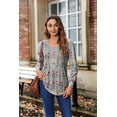 thumbnail image 4 of Zeagoo Casual Long Sleeve Shirts for Women Boho Floral Blouse V Neck Work Tunic Tops Daily Wear, 4 of 5