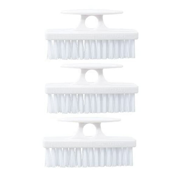 Superio Nail Brush Set (3 Pack) Cleaner with Handle - Durable Brush Scrubber to Clean Toes, Fingernails, Hand Scrubber All Surface Cleaning, Heavy Duty Scrub Brush Stiff Bristles, Easy to Hold (White)