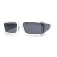thumbnail image 1 of Windbreaker Side Panel Lens Flat Top Narrow Rectangle Sunglasses Clear Black, 1 of 4