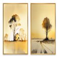thumbnail image 2 of Designart "Golden Hour Glow in Countryside Tree II" Landscape Forest Framed Wall Art Set Of 2 - Country Yellow Gallery Wall Frame Set For Home Decor, 2 of 6