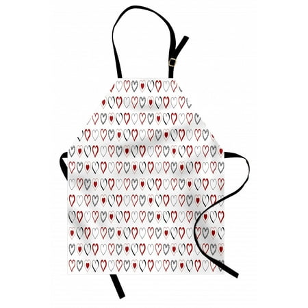 

Love Apron Hand Drawn Style Doodle Hearts Valentines Day Romance Hipster Modern Pattern Unisex Kitchen Bib Apron with Adjustable Neck for Cooking Baking Gardening Ruby Black White by Ambesonne