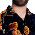 thumbnail image 5 of Basketball Men's Casual Poplin Printed Button Down Short Sleeve Summer Beach Shirts - Unisex, 5 of 6