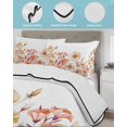 thumbnail image 4 of Quilts Twin XL Size, Orange Spring Floral Soft Comforter Bedding Set for Bed, Summer Botanical Watercolor Flower Lightweight Quilted Bedspread with Pillow Cover(2 Pieces) for All Season, 68x98 Inch, 4 of 6