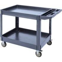 Lumiparty Service Utility Cart, 2 Tier Rolling Tool Cart with Storage Handle, 500 LBS Capacity, for Warehouse/Garage/Cleaning/Manufacturing, Gray