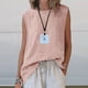 thumbnail image 1 of Craaazy Women Casual Sleeveless Tank Top, Solid Color Loose Fit Round Neck Vest, High Low Hem Asymmetric Top for Daily Wear Gifts, 1 of 7