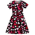 thumbnail image 5 of Isvgxsz New Summer Dresses for Girls Fashion Print A-Line Midi Dress Short Sleeve Crew Neck Breathable Flower Girl Dresses 11-12 Years（160） Multicolor1, 5 of 6