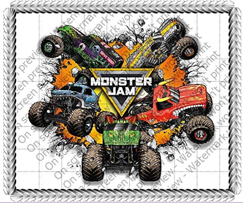 Monster Jam Trucks Edible Cake Topper Image Decoration Sugar Sheet