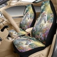 thumbnail image 3 of Xixirimido Automotive Seat Covers for Cars Trucks and SUVs Car Seat Covers for Front Seats with Car Seatbelt Covers & Armrest Box Cover, Set of 5, White Horse Vibrant Floral, 3 of 8