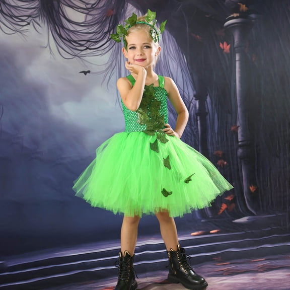 JUoaLXG Toddler Girls Casual Dresses St. Patrick'S Day Solid Color Strappy Birthday Party Mesh Tutu Dress Holiday Wear,Green,6-7 Years