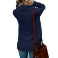 thumbnail image 2 of WHLBF Blouse for Women Long Sleeve Women Long Sleeve Solid Sweatshirt Pullover Tops Blouse Shirt Knitted Sweater Rollbacks Navy 12(XXL), 2 of 3