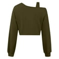 thumbnail image 6 of Fznquz Womens Casual Tops Trendy Green Off Shoulder Plain T-Shirt Cold Shoulder Loose Crop T Shirts,M, 6 of 7