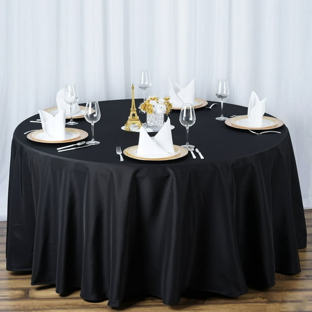 Balsacircle 120 Round 250 Gsm Premium Polyester Tablecloth Wedding Table Linens Black Com Balsacircle 120 Round 250 Gsm Premium, Round Black Tablecloth