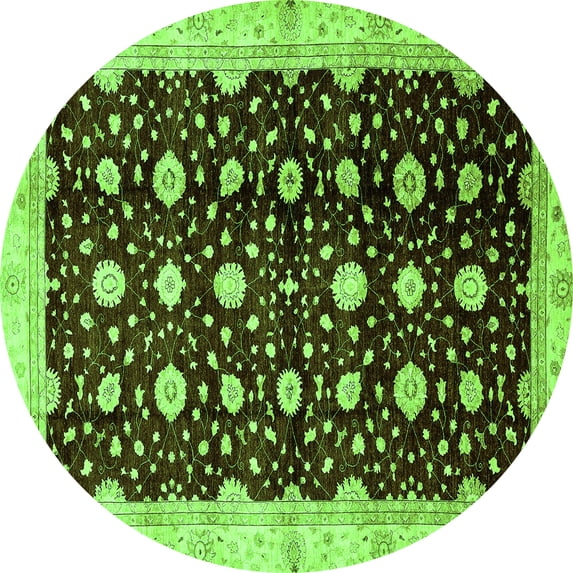 Ahgly Company Indoor Round Oriental Green Traditional Area Rugs, 7' Round