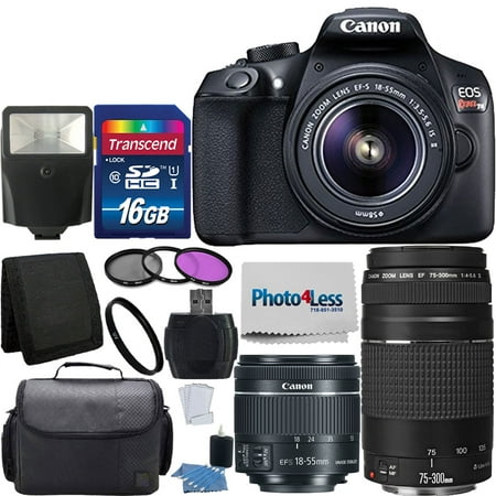 Canon Rebel T6 DSLR Camera + 18-55mm IS STM + 75-300mm Lens +