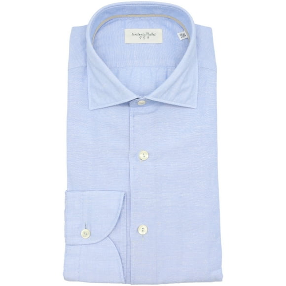 Tintoria Mattei 954 Men's Blue Regular Dress Shirt - 44-17.5 (Xl)