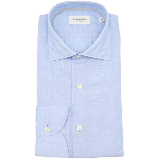 Tintoria Mattei 954 Chemise Habillée Régulière Bleue pour Homme - 42-16,5 (L)