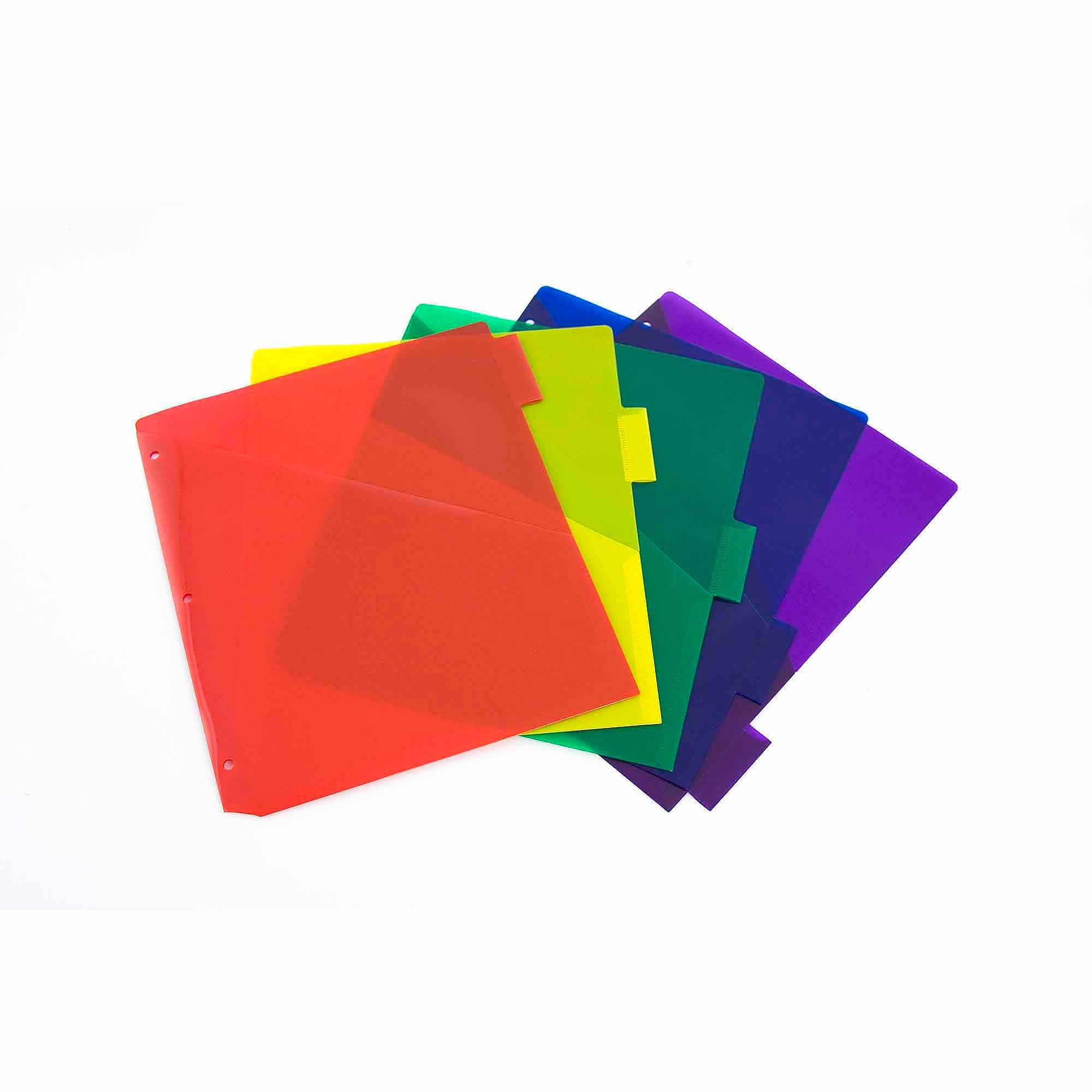 5Tab Poly Dividers with 1 Pocket, Assorted