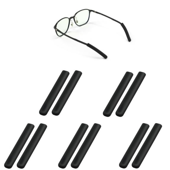 MODANU 5 Pairs Glasses Ear Cushion, Upgrade Soft Silicone Temple Pads for Glasses Anti-Slip Elastic Comfort Eyewear Retainer for Sunglasses Glasses Reading Glasses, Black
