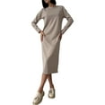 thumbnail image 3 of Women'S Dress Loose Fitting Long Sleeve Evening Fall Winter Dresses for Women Brown XL, 3 of 10