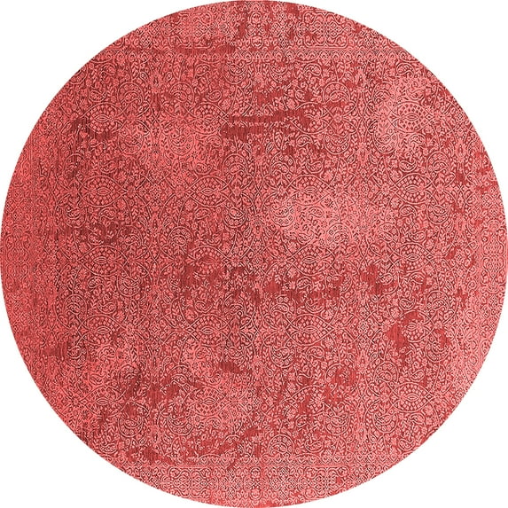 Ahgly Company Indoor Round Oriental Red Industrial Area Rugs, 5' Round