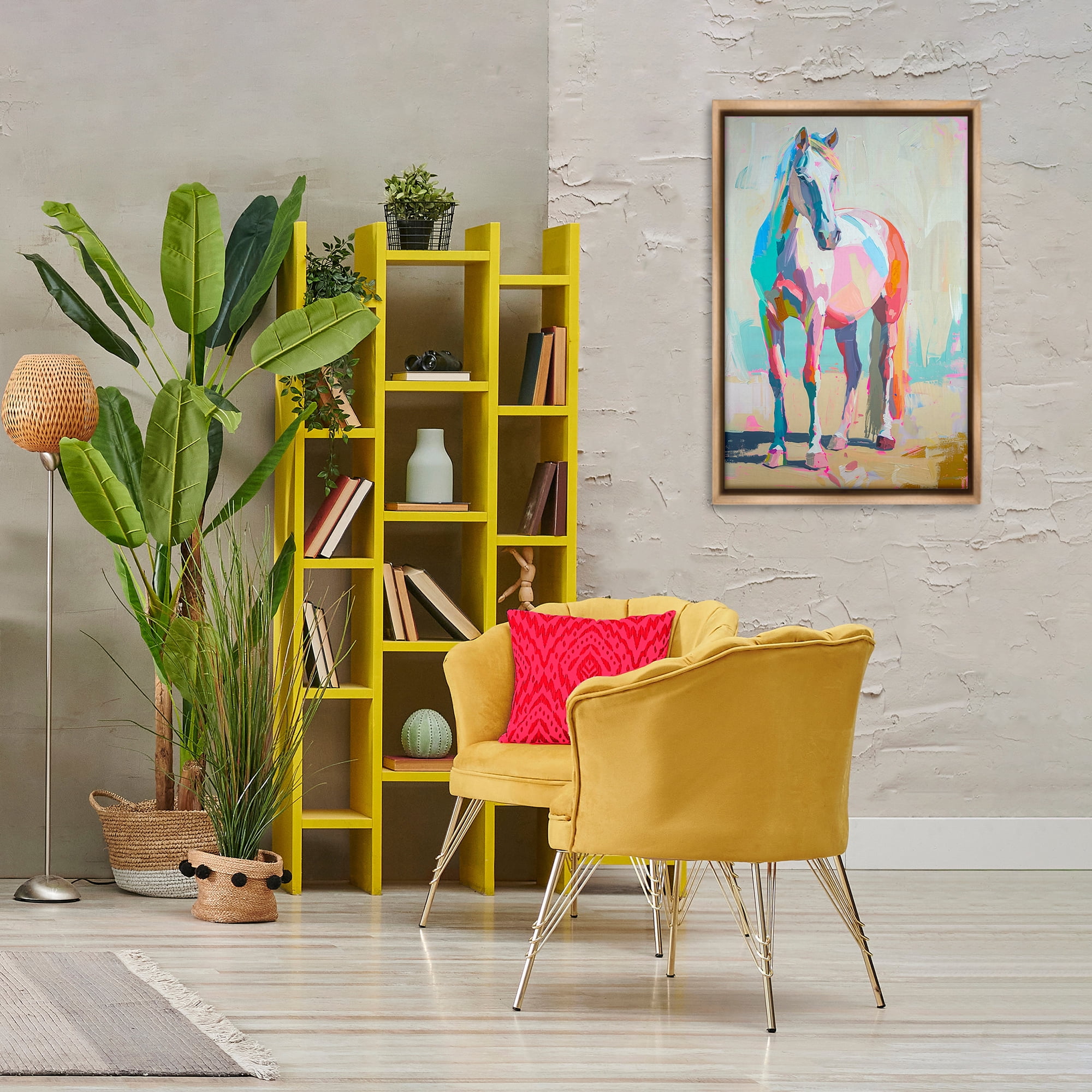 Stupell Industries Pastel Hued Horse Animals Painting Brown Floater Framed Canvas Art Print Wall Art, 21 x 31