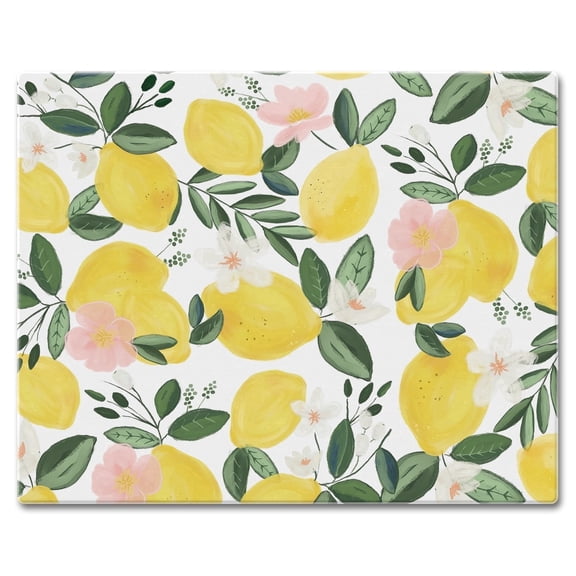 CounterArt Lemon Vine 3mm Tempered Glass Cutting Board 15" by 12"