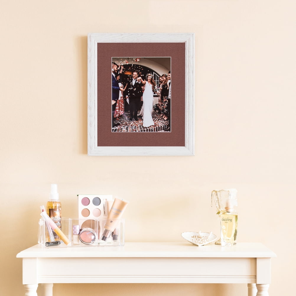 ArtToFrames 22x28" Matted Picture Frame with 18x24" Single Mat Photo Opening Framed in 1.25" Off White Wash on Ash and 2" Brique Mat (FWM-4098-22x28)