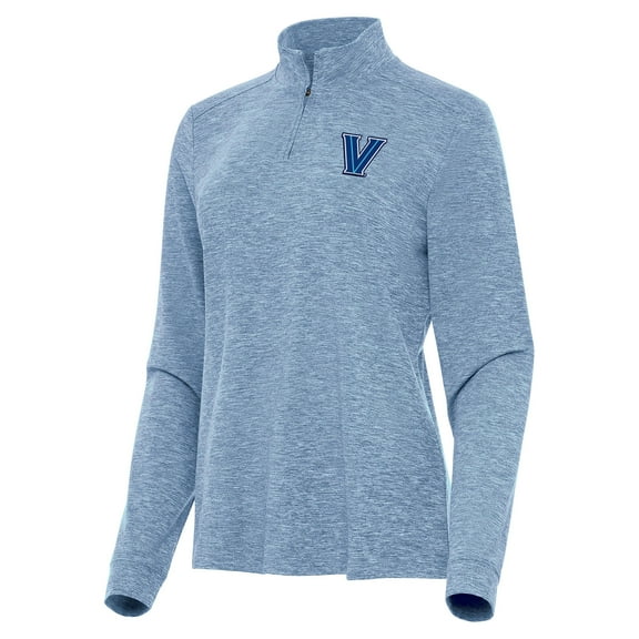 Women's Antigua  Heather Aqua Villanova Wildcats Mentor Long Sleeve Quarter-Zip Mock Polo