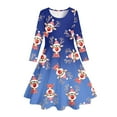 thumbnail image 4 of FhsagQ Dresses Girls Christmas Dresses Size 5 Long Sleeve Kids Toddler Girls Christmas Trees Deer Print Christmas Long Sleeve Party Princess Dress Blue 10-13 Years, 4 of 5
