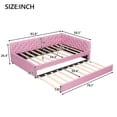 thumbnail image 4 of Full XL Upholstered Daybed with Twin XL Trundle, Tufted Button Platform Bed Frame with Sturdy Slats Support, Low Profile Sofa Bed for Small Spaces, Guest Room, No Box Spring Needed, Pink, 4 of 7