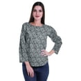 thumbnail image 2 of Moomaya Printed Button Placket Full Sleeve Top Round Neck WoMen's Casual Summer Tunic, 2 of 6