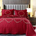 thumbnail image 4 of Juego de ropa de cama Vctops Full/Queen, juego de colcha de algodón con estampado floral rojo, 4 of 7
