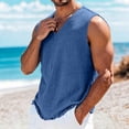 thumbnail image 5 of Horkkom Linen Shirts for Men V Neck Solid Color Sleeveless Shirts Beach Vacation Breathable Tank Tops, S-4XL, 5 of 7