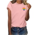 thumbnail image 2 of Viikei Women's Short Sleeve Cropped T Shirt,Women's Round-neck Heart-shaped Printed Short-sleeved Casual Loose Top Pink M, 2 of 6