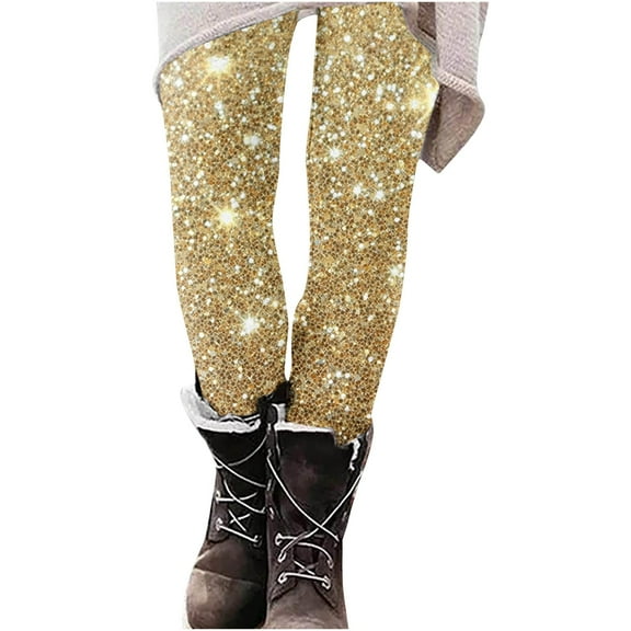 Byworldtasic Pants for Women Black Sequin Leggings for Women High Waisted Print Pants Stretch Slim Fit Long Sparkly Legging
