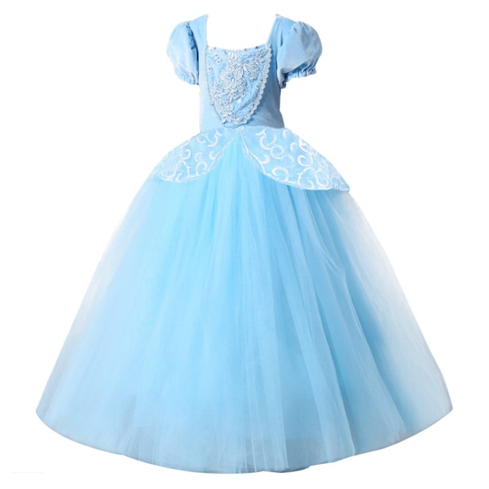 Toddler Girl Fancy Dress Blue Tulle Dresses Cinderella Deluxe Costume Show Dress 