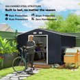 thumbnail image 4 of Outsunny 9' x 11' Garden Storage Shed with Foundation Kit, Metal Tool Storage House with Double Doors for Outdoor Patio Yard, Dark Grey, 4 of 10