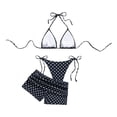 thumbnail image 4 of Women's Two Piece Swimsuits Polka Bikini Tankini Swimsuit With Beach Cover Up Skirt Summer Swimwear 2 Piece Bathing Suits L, 4 of 7