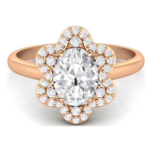 Mooneye 1.95 Ct Oval Moissanite Diamond 925 Sterling Silver Rose Vermeil Solitaire Women Gifts Ring