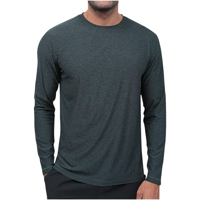 yoeyez Men's Sun Protection Shirts Solid Color Long Sleeve Sunscreen Shirt Lightweight Breathable Spf Rash Guard for Fishing Hiking Swimming Running Black,2XL