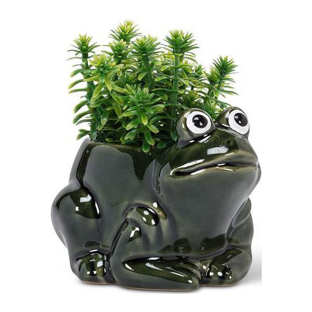 Abbott Collection AB-27-CRITTER-543 4.5 in. Crouched Frog Planter, Dark Green - Small