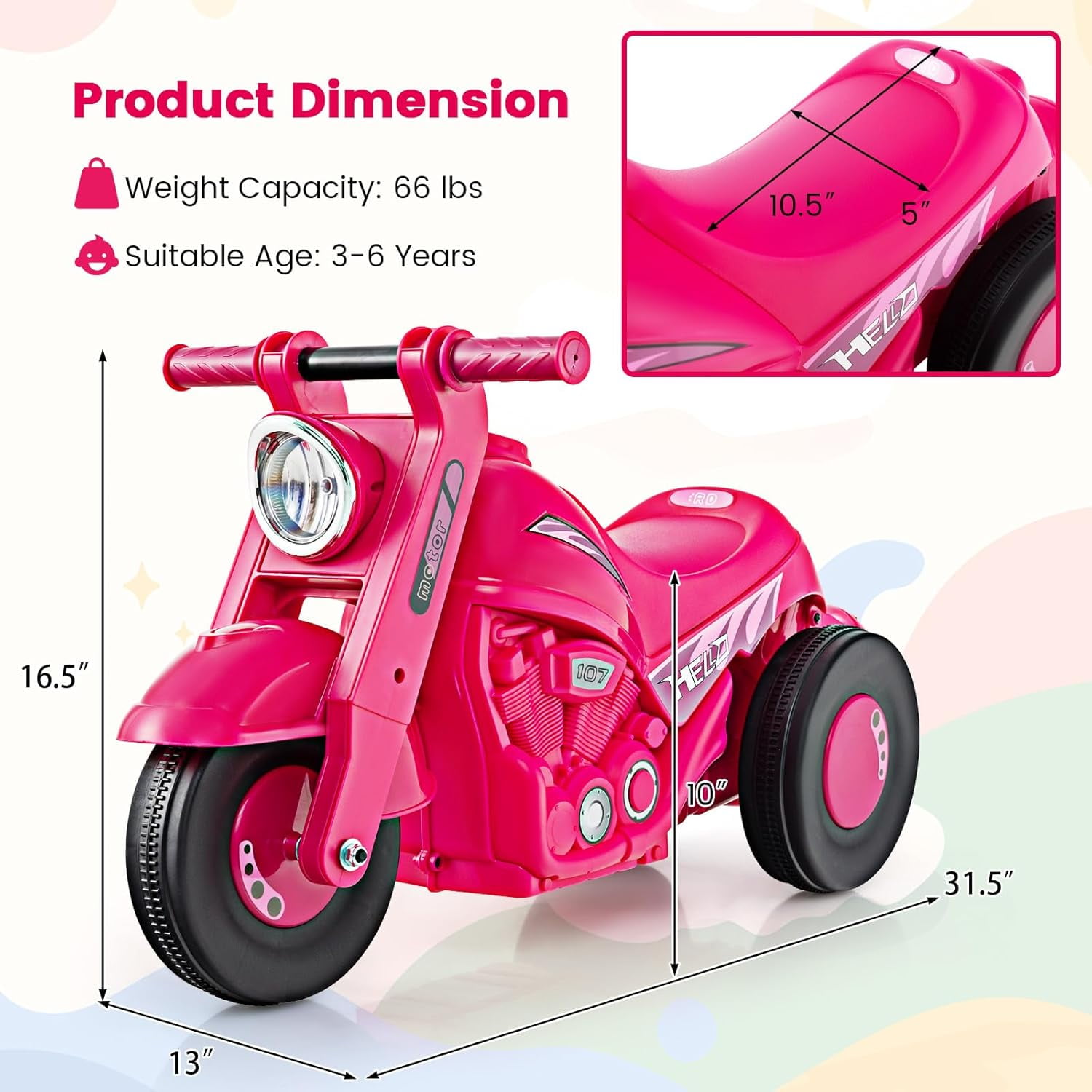 OLAKIDS Ride on Push Car, Foot-to-Floor Sliding Car for Toddlers Kids Motorcycle with Bubble Maker, Music, 3 Wheels Ride on Toys Gift for Boys Girls Aged 3-5 Years