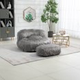 thumbnail image 2 of Lovely Soft Plush Bean Bag Chair, Lazy Sofa Bed Filled With Memory Sponge, Footstool, High Back Bean Bag Chair for PC Bar, Cafe, Living Room, Bedroom, Board Game Club, Gray, 2 of 8