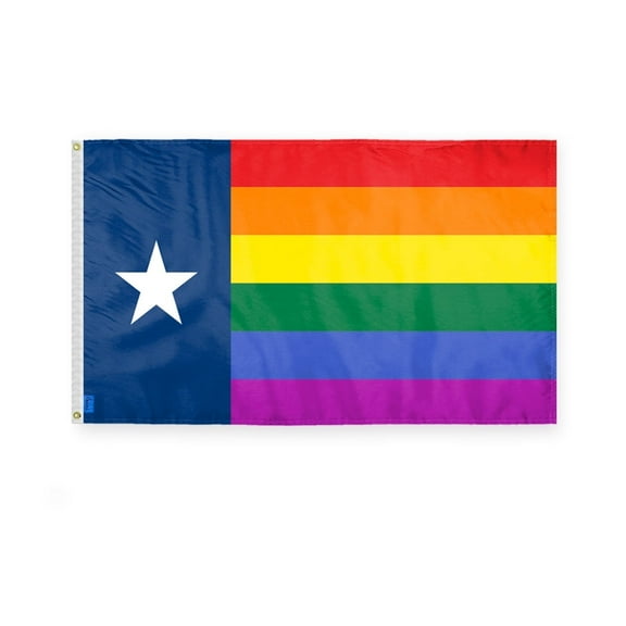 AGAS Texas Rainbow Flag 3x5 Ft - Polyester - Plated Grommets - Texas Pride Body Flag 3 x 5 Ft Texas Pride Banner