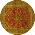 thumbnail image 1 of Ahgly Company Machine Washable Indoor Round Medallion Yellow Traditional Area Rugs, 7' Round, 1 of 4