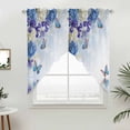 thumbnail image 2 of Swag Valance Curtains for Windows, Blue Purple Floral Light Filtering Kitchen Curtains with Rod Pocket, Ombre Butterflies Modern Art Spring Window Treatment Valances for Living Room, 36x63 - 2 PCS, 2 of 9