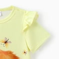 thumbnail image 7 of PatPat Toddler Girls Dresses Kids Clothes Animal Print Short Sleeve Ruffled Dress, Yellow, 5-6 Years, 7 of 7